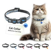 DOCO Breakaway Cat Collar - Reflective Adjustable Nylon Cat Collar with Safety Buckle Durable Design with Bell Perfect for Cats and Kittens (Blue)