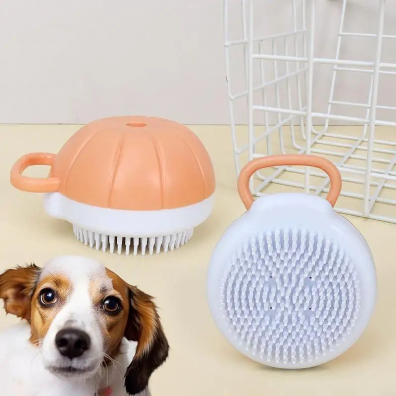 Dog Scrubber For Bath Silicone Comb Massage Pet Grooming Kitten Pet Bath Brush Shampoo Dispenser For Dog Grooming Bathing