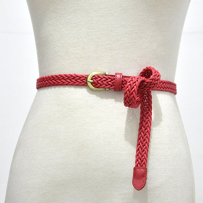 Classic vintage wax rope braided thin belt