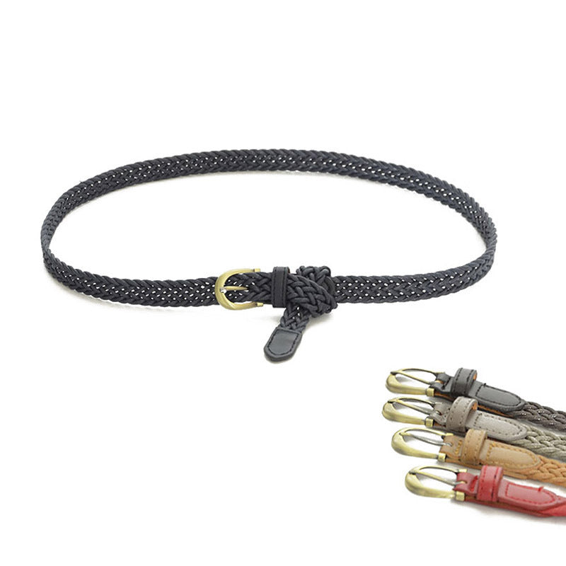 Classic vintage wax rope braided thin belt