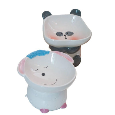 Cute Cartoon High Leg Ceramic Pet Bowl