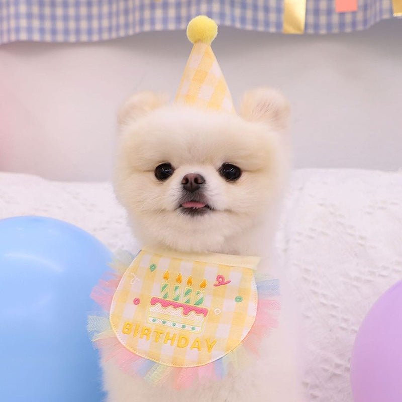 Dog Party Cake Bib Pet Birthday Saliva Towel