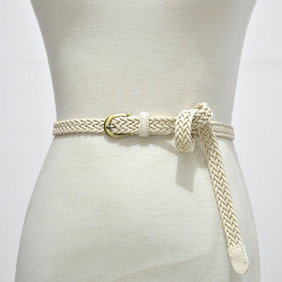 Classic vintage wax rope braided thin belt