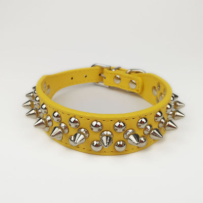 Leather Pet Collar Round Studded Dog Collar For Small And Medium-sized Dogs Inlaid Rivet Puppy Necklace Pet Accessories