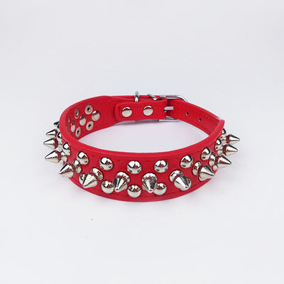 Leather Pet Collar Round Studded Dog Collar For Small And Medium-sized Dogs Inlaid Rivet Puppy Necklace Pet Accessories