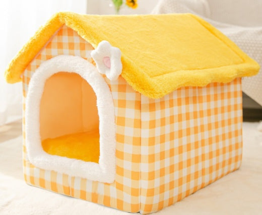 Foldable Dog House Pet Cat Bed Winter Dog Villa Sleep Kennel Removable Nest Warm