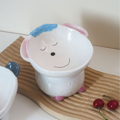 Cute Cartoon High Leg Ceramic Pet Bowl