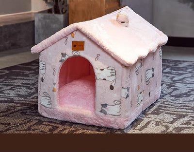 Foldable Dog House Pet Cat Bed Winter Dog Villa Sleep Kennel Removable Nest Warm