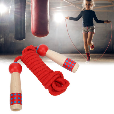 Wooden Skipping Rope Fitness Children Student Jumping Ropes Outdoor Toy 3metersRed