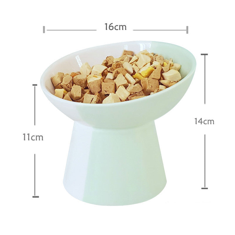 Ceramic Pet Slant Mouth Dog And Cat Food Bowl Set