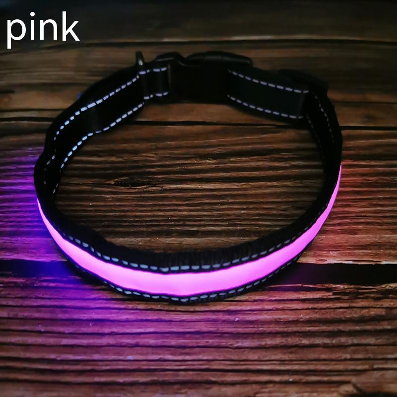 LED Luminous Dog Collar Highlight Reflective Leather Reflective Stripe Ribbon