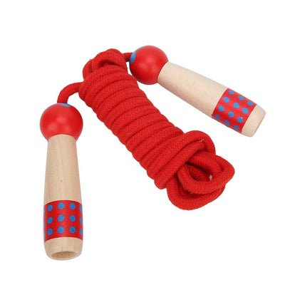 Wooden Skipping Rope Fitness Children Student Jumping Ropes Outdoor Toy 3metersRed