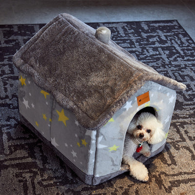 Foldable Dog House Pet Cat Bed Winter Dog Villa Sleep Kennel Removable Nest Warm