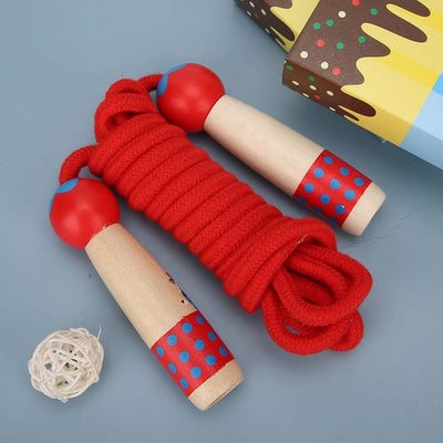 Wooden Skipping Rope Fitness Children Student Jumping Ropes Outdoor Toy 3metersRed