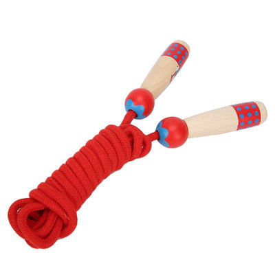 Wooden Skipping Rope Fitness Children Student Jumping Ropes Outdoor Toy 3metersRed