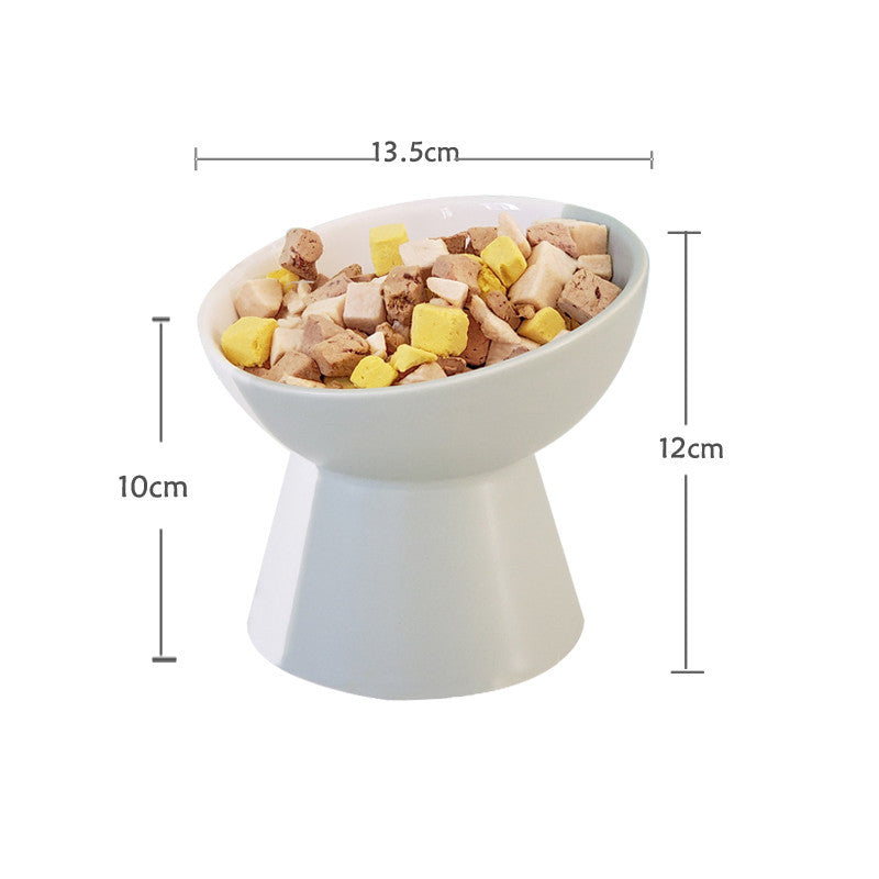 Ceramic Pet Slant Mouth Dog And Cat Food Bowl Set