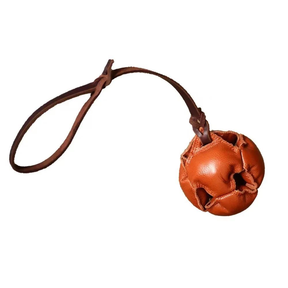 Leather Dog Training Ball Toy Dog Ball Tug Toy With A Handle Dog Bite Toy Soft Puppy Reward Toy Pet Supplies