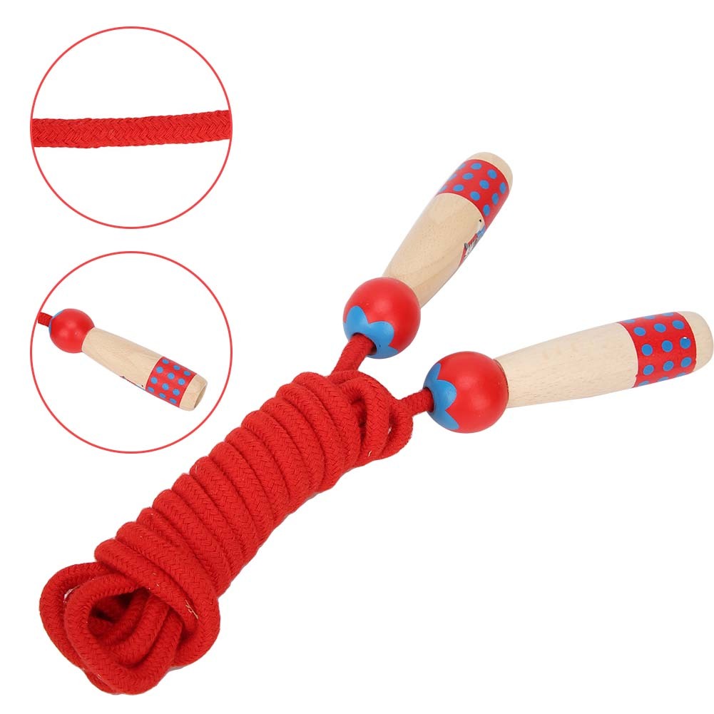 Wooden Skipping Rope Fitness Children Student Jumping Ropes Outdoor Toy 3metersRed