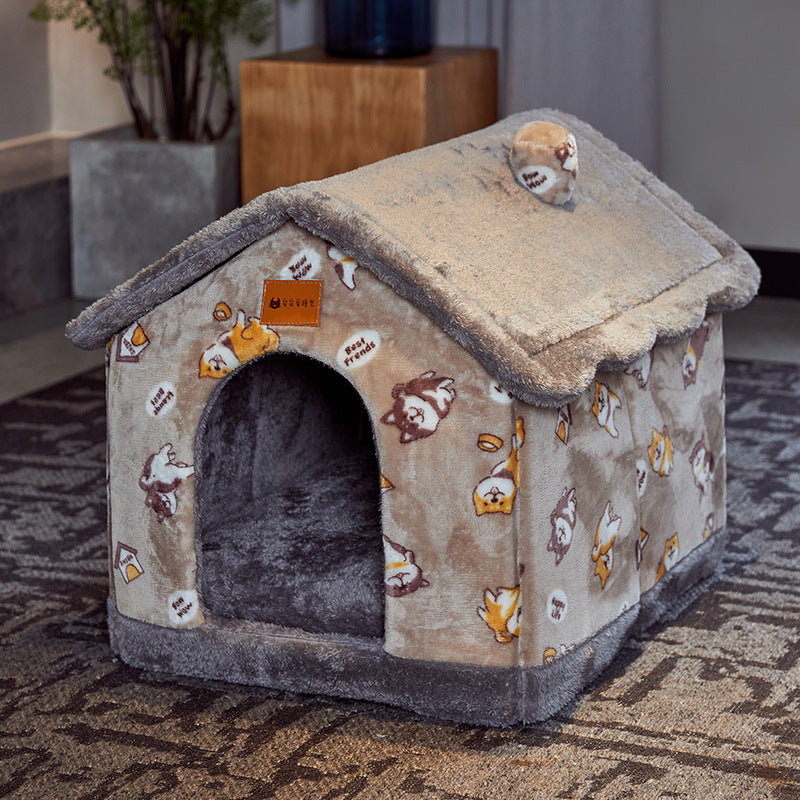 Foldable Dog House Pet Cat Bed Winter Dog Villa Sleep Kennel Removable Nest Warm