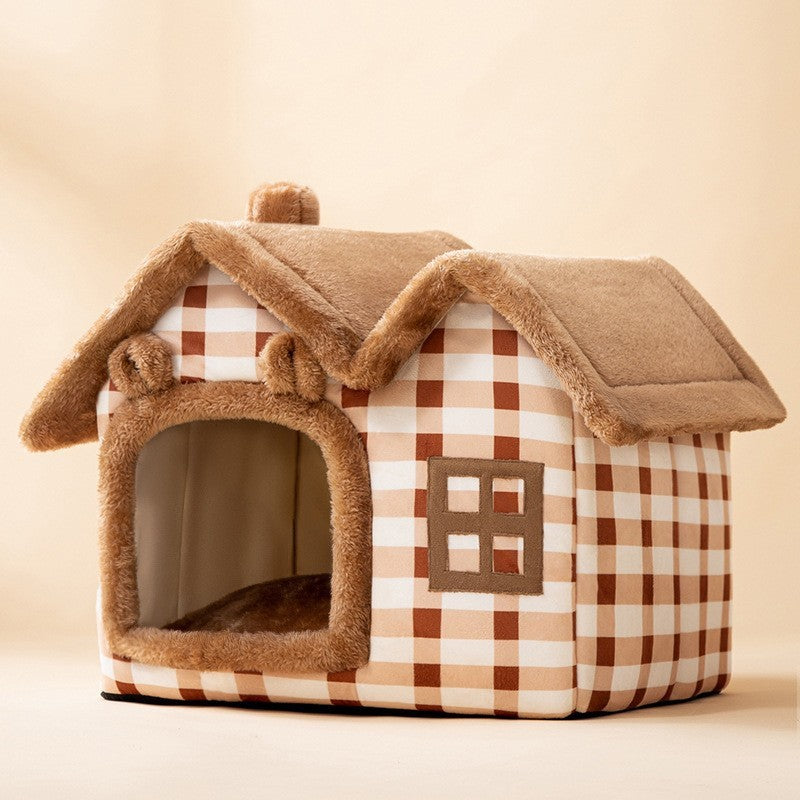 Foldable Dog House Pet Cat Bed Winter Dog Villa Sleep Kennel Removable Nest Warm