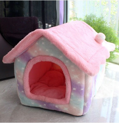 Foldable Dog House Pet Cat Bed Winter Dog Villa Sleep Kennel Removable Nest Warm