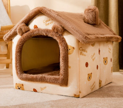 Foldable Dog House Pet Cat Bed Winter Dog Villa Sleep Kennel Removable Nest Warm