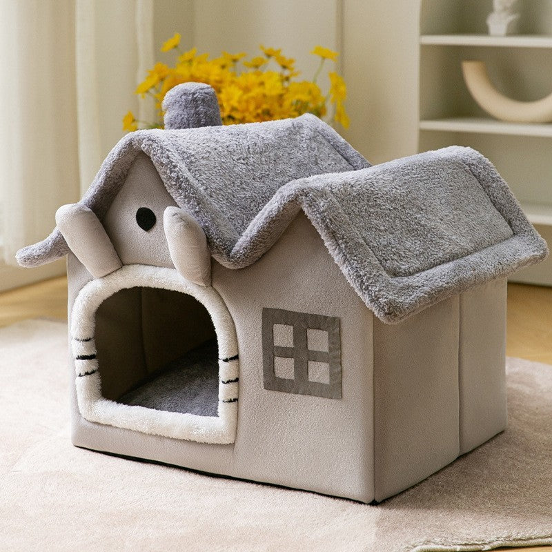 Foldable Dog House Pet Cat Bed Winter Dog Villa Sleep Kennel Removable Nest Warm