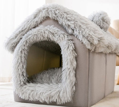 Foldable Dog House Pet Cat Bed Winter Dog Villa Sleep Kennel Removable Nest Warm