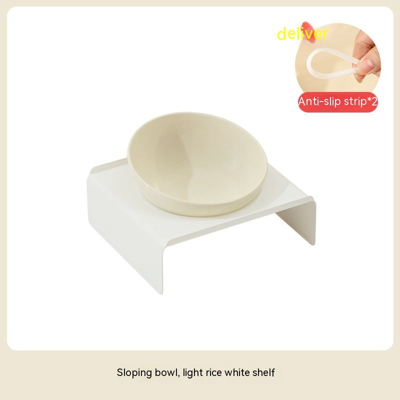 Ceramic Bevel Beveled Bowl Pet Cat Bowl