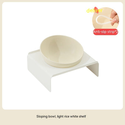 Ceramic Bevel Beveled Bowl Pet Cat Bowl