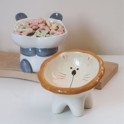 Cute Cartoon High Leg Ceramic Pet Bowl