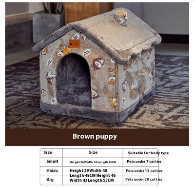 Foldable Dog House Pet Cat Bed Winter Dog Villa Sleep Kennel Removable Nest Warm