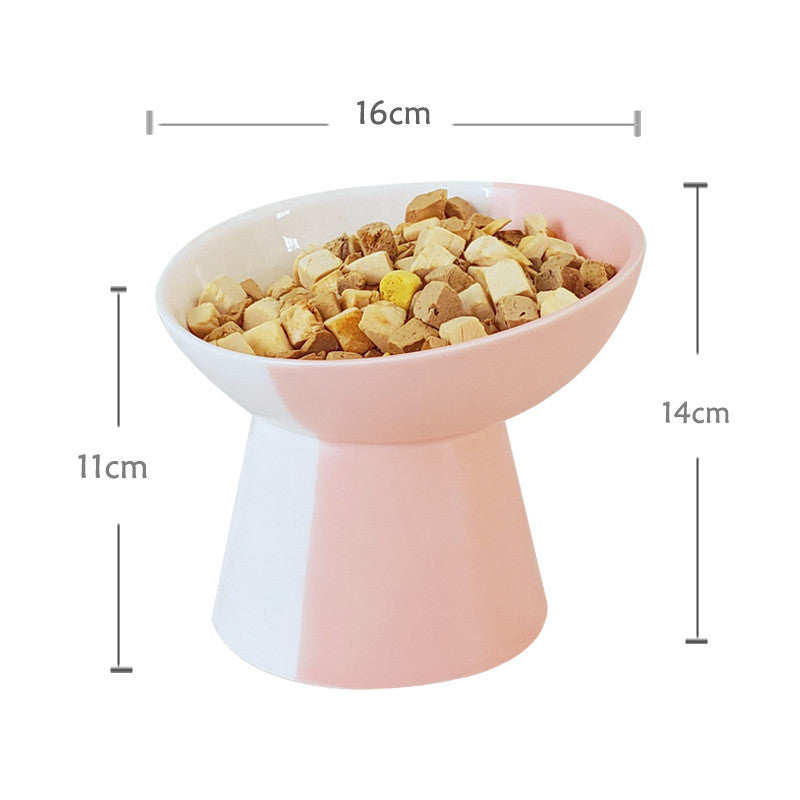 Ceramic Pet Slant Mouth Dog And Cat Food Bowl Set