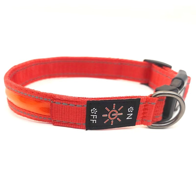 LED Luminous Dog Collar Highlight Reflective Leather Reflective Stripe Ribbon