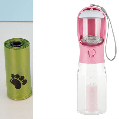 Portable Cat Dog Water Bottle Food Feeder Drinker Poop Dispenser 3 In