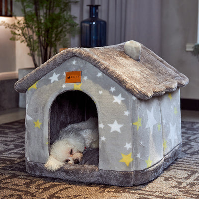 Foldable Dog House Pet Cat Bed Winter Dog Villa Sleep Kennel Removable Nest Warm