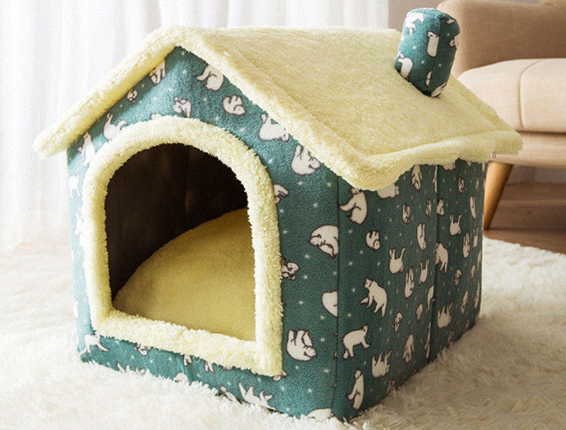 Foldable Dog House Pet Cat Bed Winter Dog Villa Sleep Kennel Removable Nest Warm