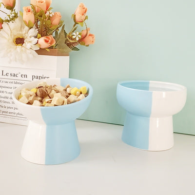 Ceramic Pet Slant Mouth Dog And Cat Food Bowl Set