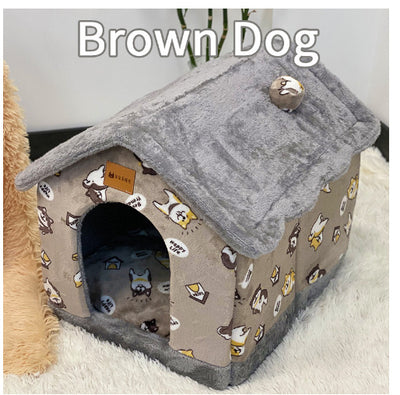 Foldable Dog House Pet Cat Bed Winter Dog Villa Sleep Kennel Removable Nest Warm