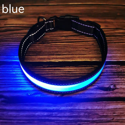 LED Luminous Dog Collar Highlight Reflective Leather Reflective Stripe Ribbon