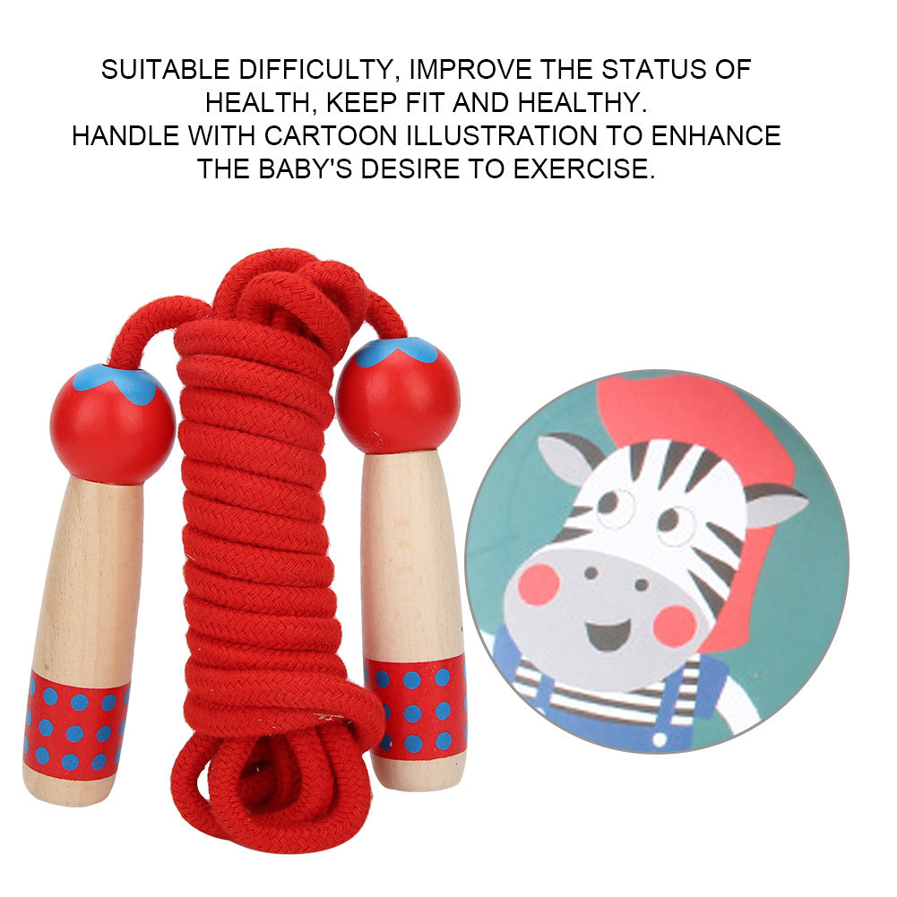 Wooden Skipping Rope Fitness Children Student Jumping Ropes Outdoor Toy 3metersRed