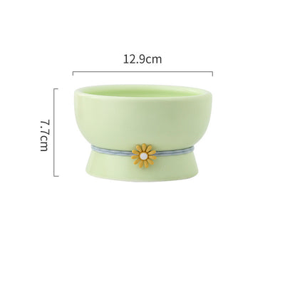 Pet Cat High Foot Neck Protector Ceramic Water Bowl