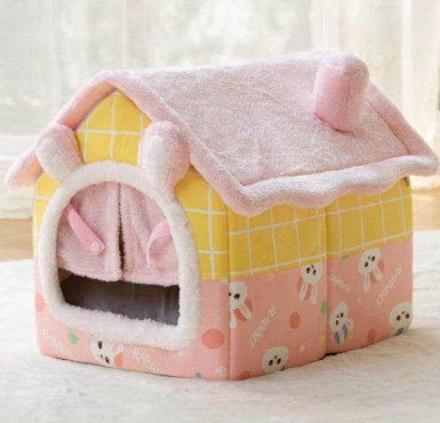 Foldable Dog House Pet Cat Bed Winter Dog Villa Sleep Kennel Removable Nest Warm